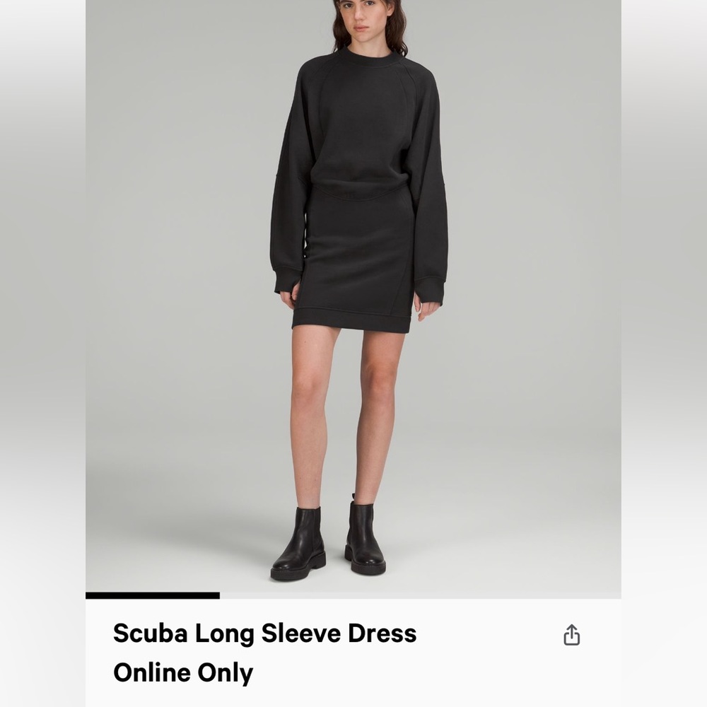 NWT Lululemon Scuba Long Sleeve Dress Black